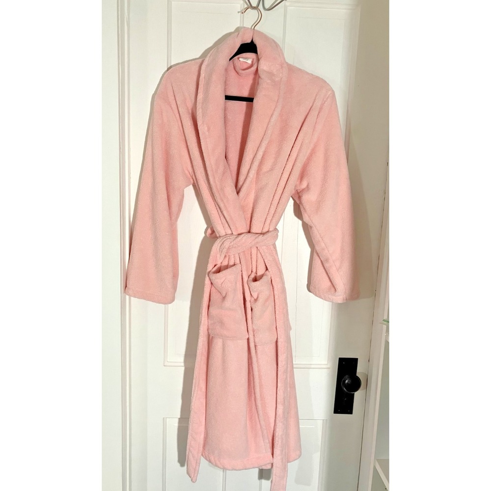 AW Plush Fuzzy Spa Bathrobe Womens Small Pink Fluffy Cozy Bridal Cottage Wedding
